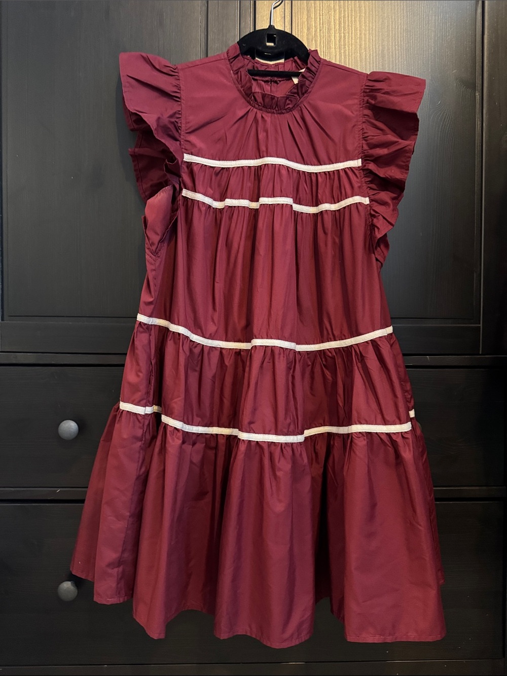 Burgundy Ruffled Tiered Dress